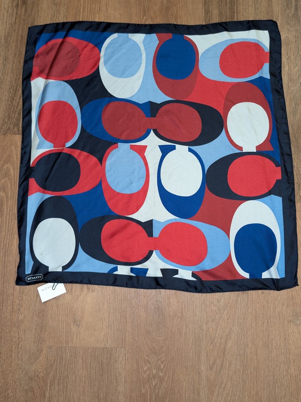 Coach Graphic Op Art Silk Square Scarf Red Blue NWT